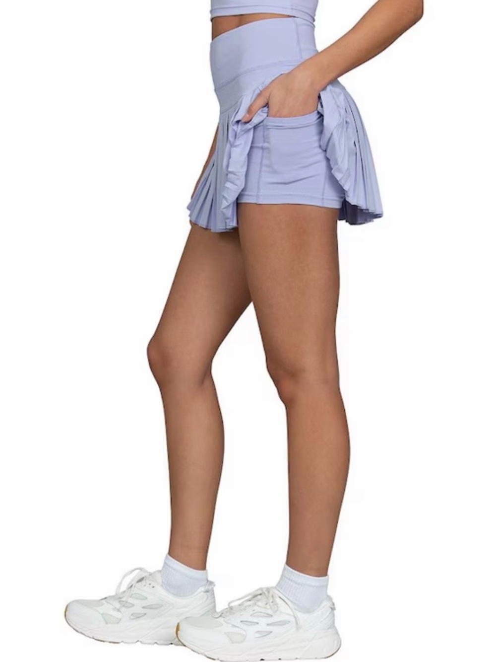 High-Waist Lavender Active Pleated Skirt Set